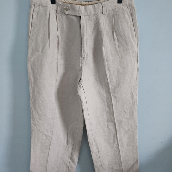 Tommy Bahama Cream Linen And Silk Blend Slacks Casual Elegance Vacation - Picture 1 of 3